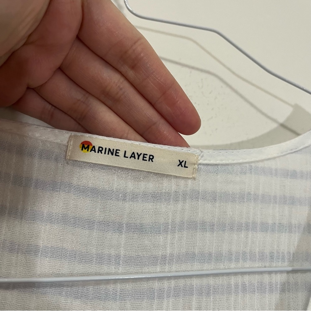 Marine Layer Striped Maxi Dress in White and Light Blue with Pastel Accents - Picture 5 of 16